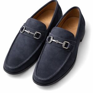Peter millar suede leather crown logo Bit Loafer navy 8.5 $250 preppy classic